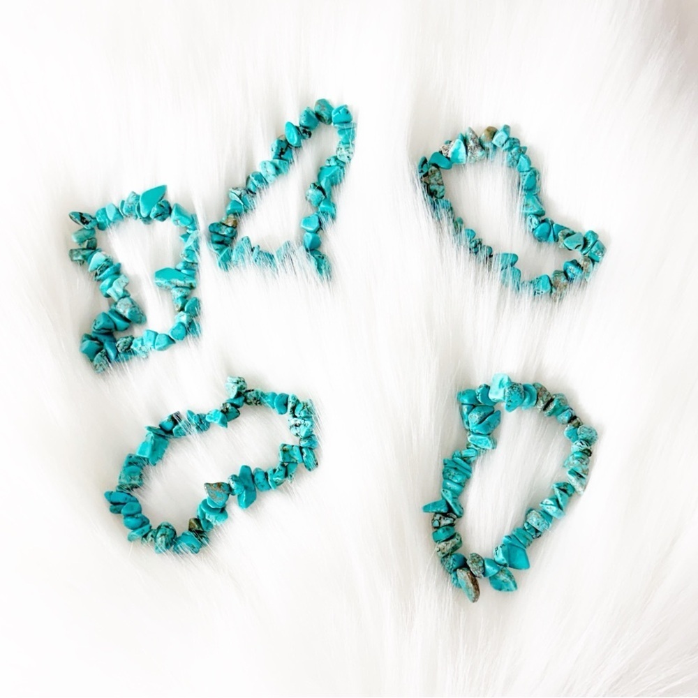 One Turquoise Stretch Bracelet Handmade Southwest Boho Style New Blue - Picture 4 of 5